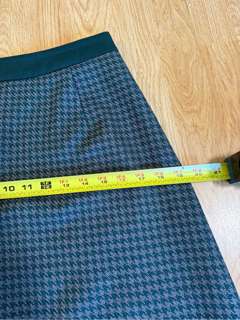 Simple Retro Vintage - Inspired Green Houndstooth A-Line  Women Skirt - Size S - Picture 12 of 14